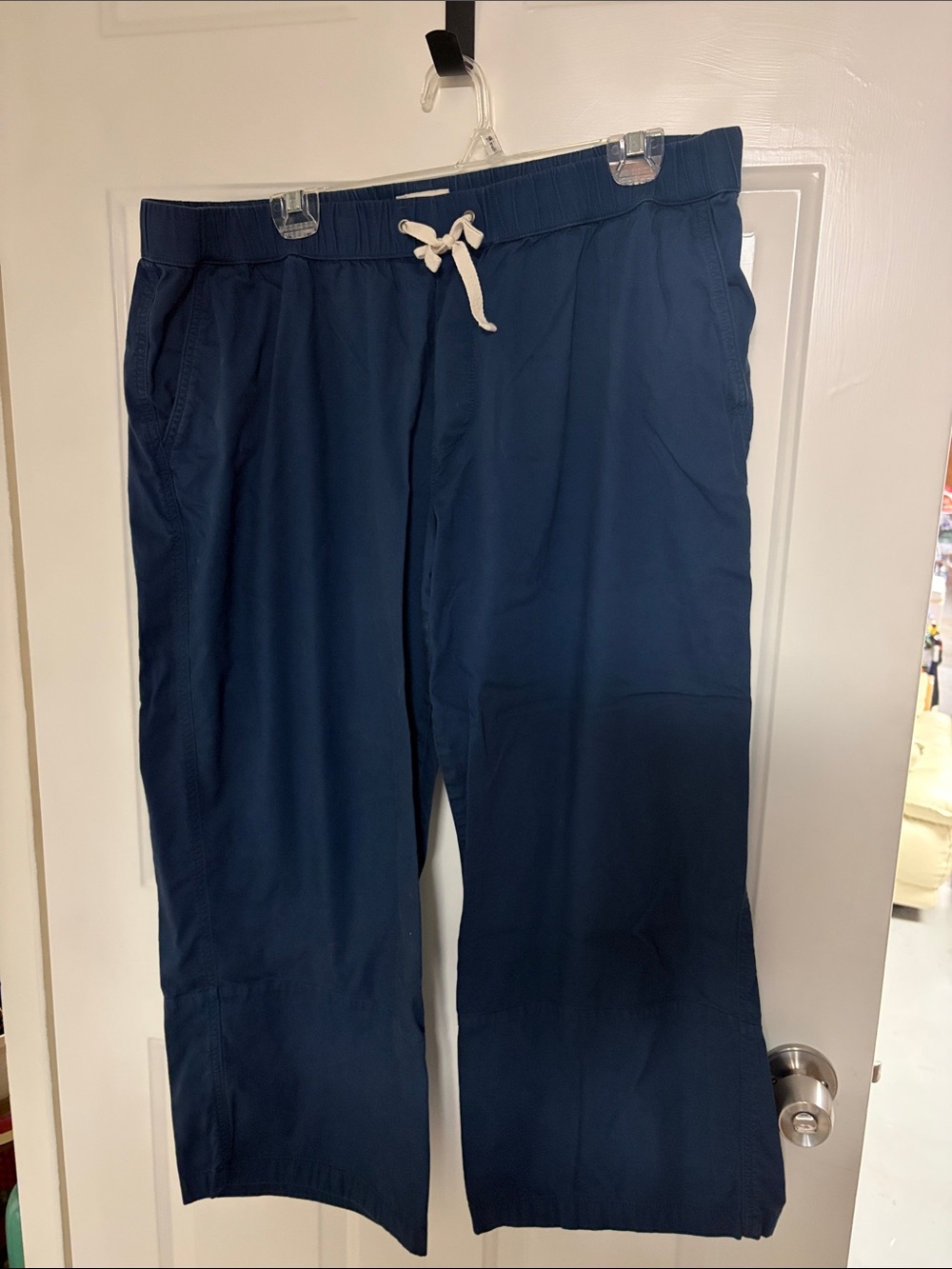 Pact Women's Navy Wide-Leg Ankle Crop Drawstring Pants